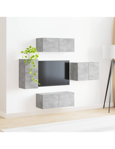 Set di Mobiletto da TV a Parete 4 pcs Grigio cemento