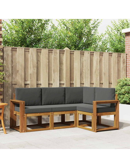 Set di divani da esterno con cuscino 4 pcs Naturale e Antracite