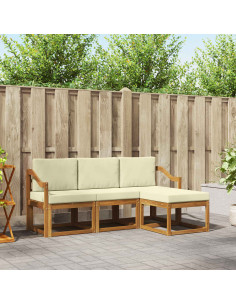 Set di divani da esterno con cuscino 4 pcs Naturale e Crema