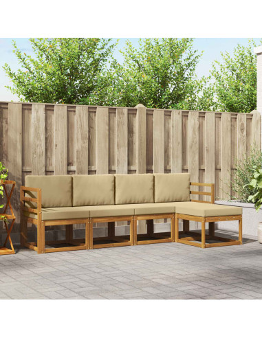 Set di divani da esterno con cuscino 5 pcs Naturale e Beige