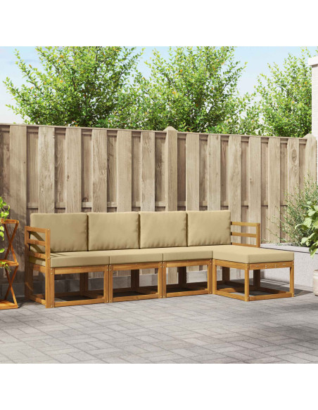 Set di divani da esterno con cuscino 5 pcs Naturale e Beige