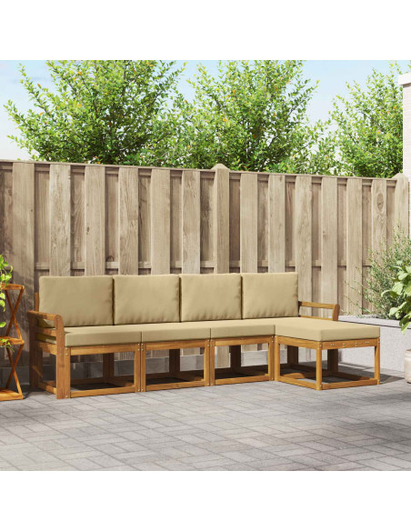 Set di divani da esterno con cuscino 5 pcs Naturale e Beige