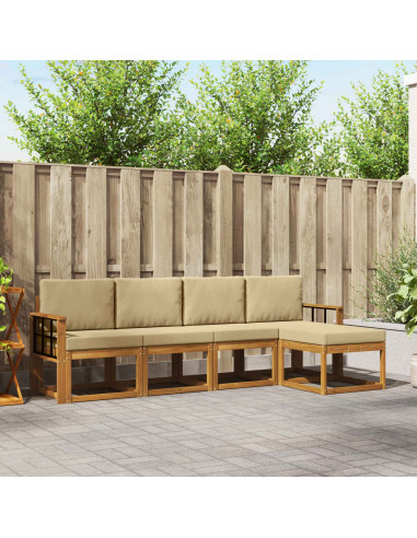 Set di divani da esterno con cuscino 5 pcs Naturale e Beige