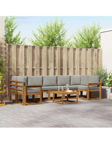 Set di divani da esterno 8 pcs Grigio Naturale e Chiaro