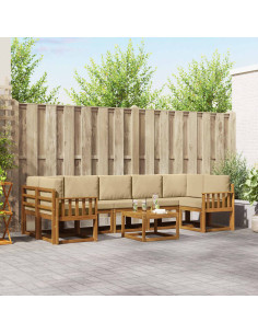 Set di divani da esterno con cuscino 8 pcs Naturale e Beige