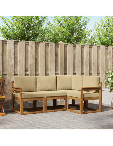 Set di divani da esterno con cuscino 4 pcs Naturale e Beige