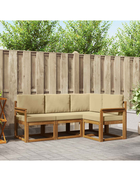 Set di divani da esterno con cuscino 4 pcs Naturale e Beige