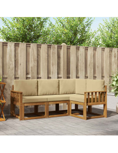 Set di divani da esterno con cuscino 4 pcs Naturale e Beige