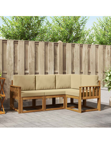 Set di divani da esterno con cuscino 4 pcs Naturale e Beige