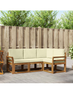 Set di divani da esterno con cuscino 4 pcs Naturale e Crema