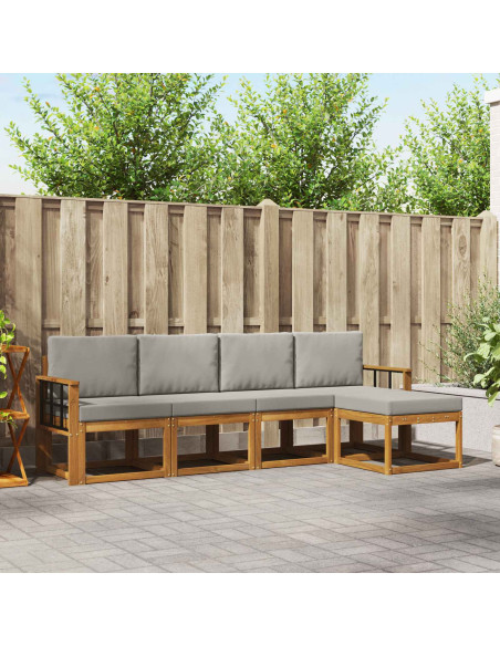 Set di divani 5 pcs Grigio Naturale e Chiaro