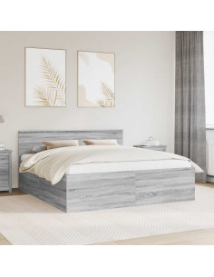 Struttura del letto con testiera Grigio Sonoma 200 x 200 cm
