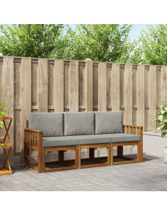 Set di divani da esterno 3 pcs Grigio Naturale e Chiaro