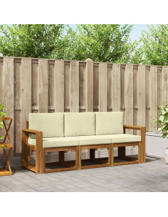 Set di divani da esterno con cuscino 3 pcs Naturale e Crema