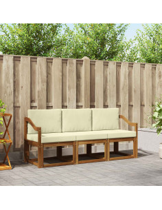 Set di divani da esterno con cuscino 3 pcs Naturale e Crema