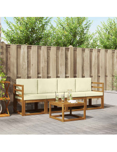 Set di divani da esterno con cuscino 5 pcs Naturale e Crema
