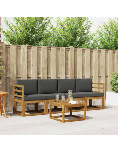 Set di divani da esterno con cuscino 5 pcs Naturale e Antracite