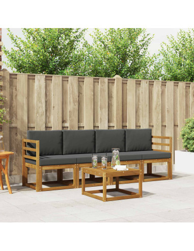 Set di divani da esterno con cuscino 5 pcs Naturale e Antracite