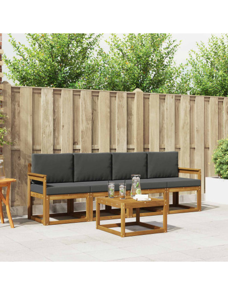 Set di divani da esterno con cuscino 5 pcs Naturale e Antracite