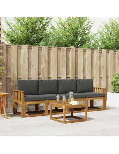 Set di divani da esterno con cuscino 5 pcs Naturale e Antracite