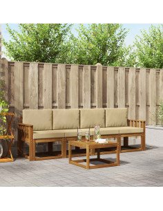 Set di divani da esterno con cuscino 5 pcs Naturale e Beige