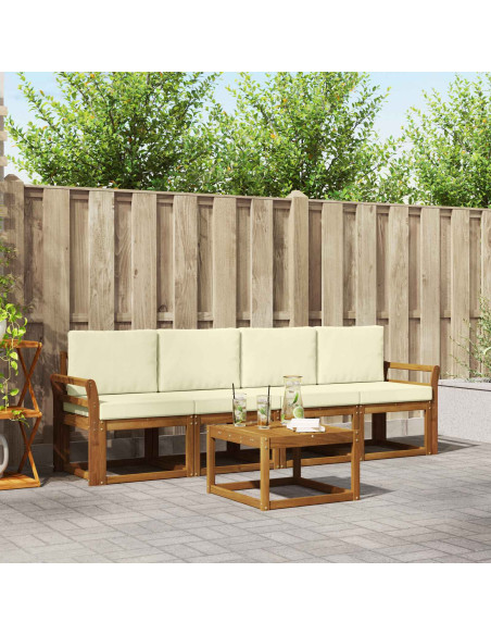 Set di divani da esterno con cuscino 5 pcs Naturale e Crema