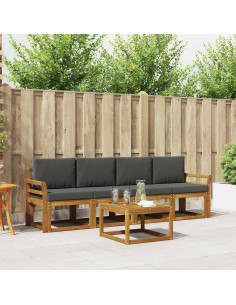 Set di divani da esterno con cuscino 5 pcs Naturale e Antracite