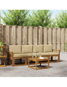 Set di divani da esterno con cuscino 5 pcs Naturale e Beige