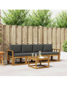 Set di divani da esterno con cuscino 5 pcs Naturale e Antracite