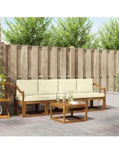 Set di divani da esterno con cuscino 5 pcs Naturale e Crema