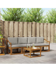 Set di divani da esterno 5 pcs Grigio Naturale e Chiaro