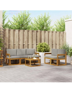 Set di divani da esterno 6 pcs Grigio Naturale e Chiaro