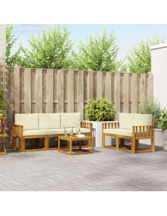 Set di divani da esterno con cuscino 6 pcs Naturale e Crema