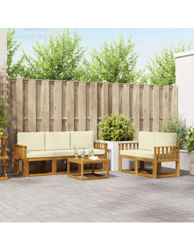 Set di divani da esterno con cuscino 6 pcs Naturale e Crema