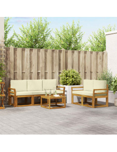 Set di divani da esterno con cuscino 6 pcs Naturale e Crema