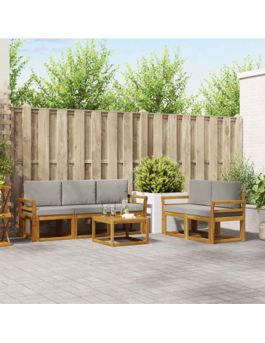 Set di divani da esterno 6 pcs Grigio Naturale e Chiaro