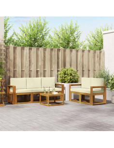 Set di divani da esterno con cuscino 6 pcs Naturale e Crema