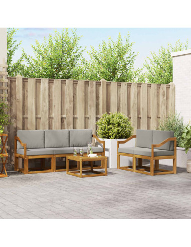 Set di divani da esterno 6 pcs Grigio Naturale e Chiaro