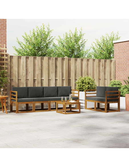 Set di divani da esterno con cuscino 7 pcs Naturale e Antracite