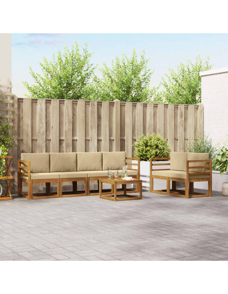 Set di divani da esterno con cuscino 7 pcs Naturale e Beige