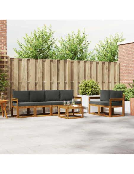 Set di divani da esterno con cuscino 7 pcs Naturale e Antracite