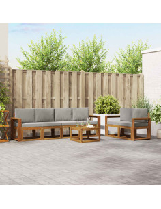 Set di divani da esterno 7 pcs Grigio Naturale e Chiaro