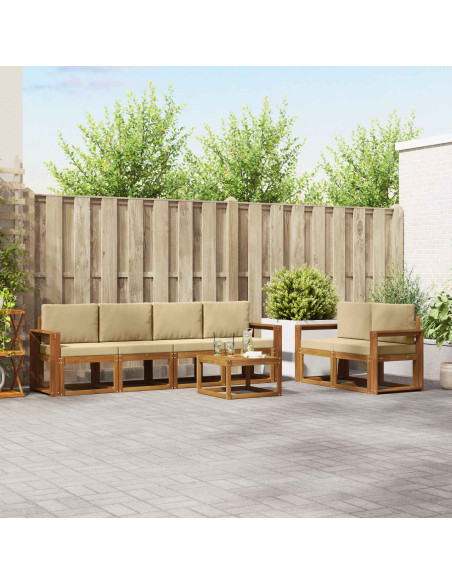 Set di divani da esterno con cuscino 7 pcs Naturale e Beige