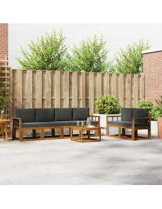 Set di divani da esterno con cuscino 7 pcs Naturale e Antracite