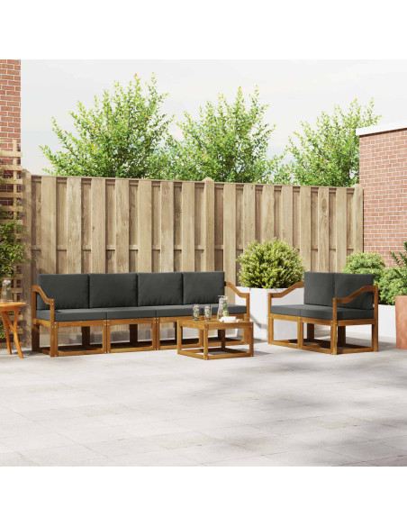 Set di divani da esterno con cuscino 7 pcs Naturale e Antracite