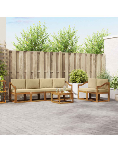 Set di divani da esterno con cuscino 7 pcs Naturale e Beige