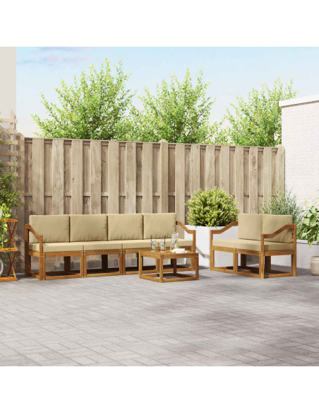 Set di divani da esterno con cuscino 7 pcs Naturale e Beige
