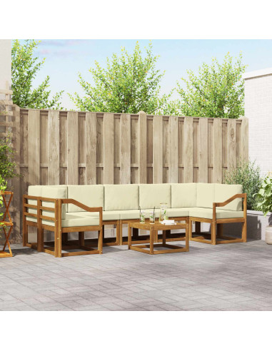 Set di divani da esterno con cuscino 8 pcs Naturale e Crema