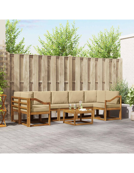 Set di divani da esterno con cuscino 8 pcs Naturale e Beige