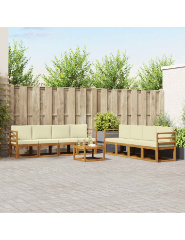 Set di divani da esterno con cuscino 9 pcs Naturale e Crema